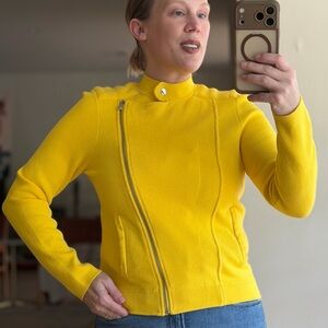 Lauren Ralph Lauren Canary Bright Yellow Women Sweater Blazer Jacket Top PMedium